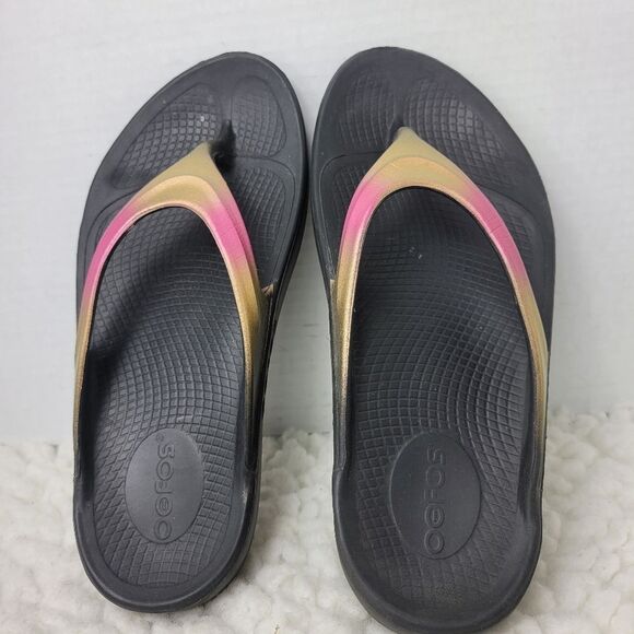 OOFOS OOlala Luxe Sandals Womens Size 6 Rose Gold Recovery Comfort Support - Picture 8 of 10